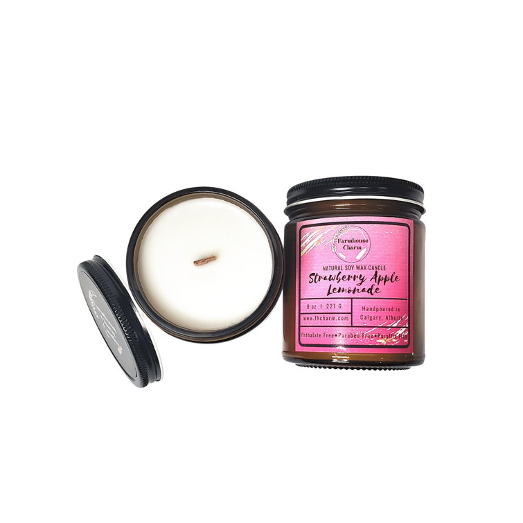 Farmhouse Charm Candles Strawberry Apple Lemonade Scented Jar Candle